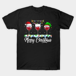 Red Wine Glass Santa Hat Xmas Funny Christmas T-Shirt